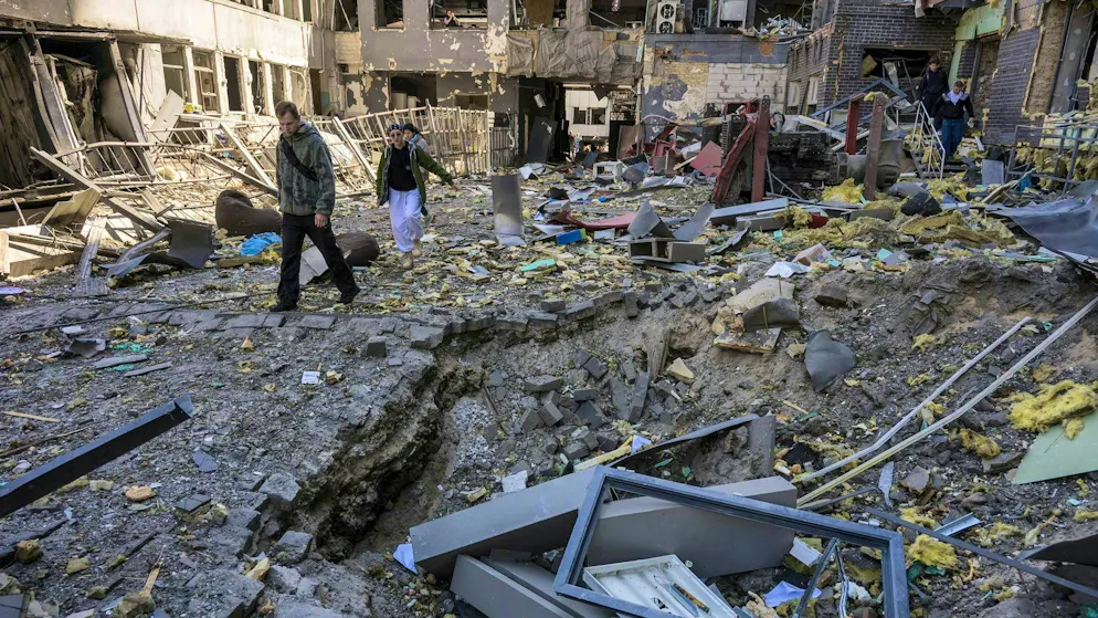 Destruction in Kiev after a Russian attack on Thursday.
