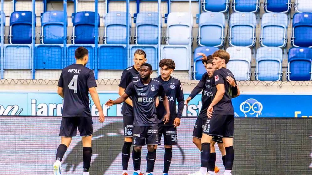 The GC players celebrate in front of empty stands
