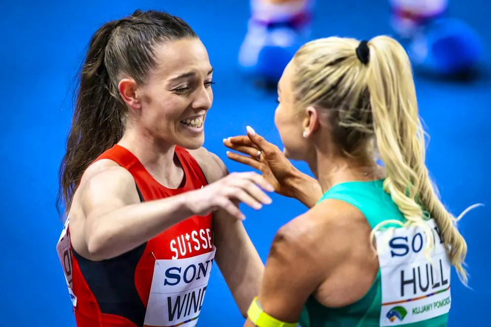 Joceline Wind (left) impressed at the World Indoor Championships.