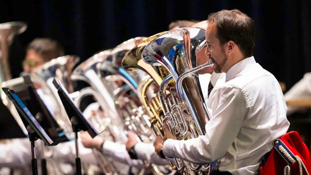 Federal Music Festival attracts over 100,000 people to Biel - Gallery. The Musikverein Harmonie Schlieren at the Kongresshaus Biel.