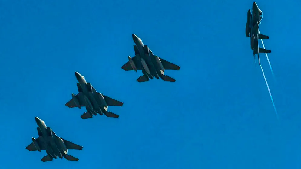ARCHIVE - F-15 fighter jets of the Royal Saudi Air Force during a military exercise. Photo: -/Saudi Press Agency/dpa/Archive image