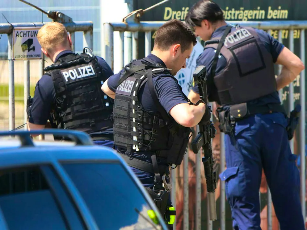 Heavily armed police officers were deployed.
