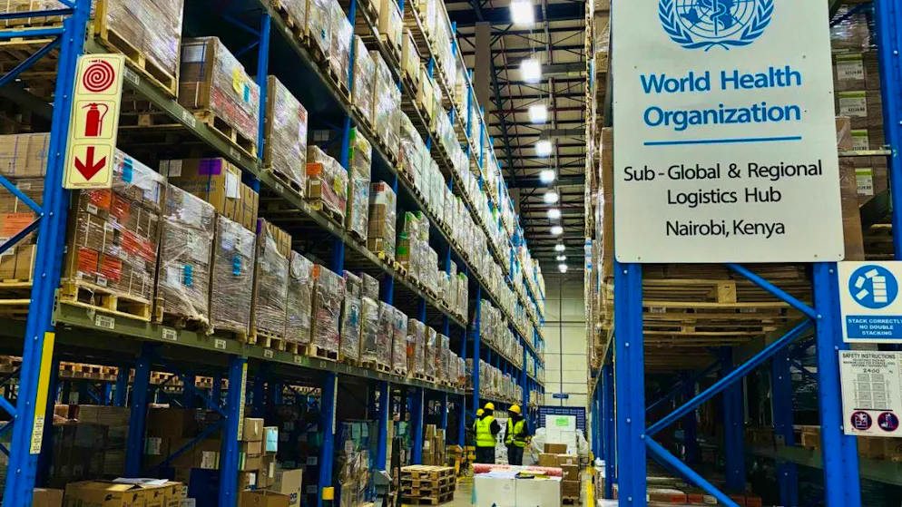 Medical supplies are piled up in a warehouse of the World Health Organization (WHO). Photo: Jackson Njehia/AP/dpa