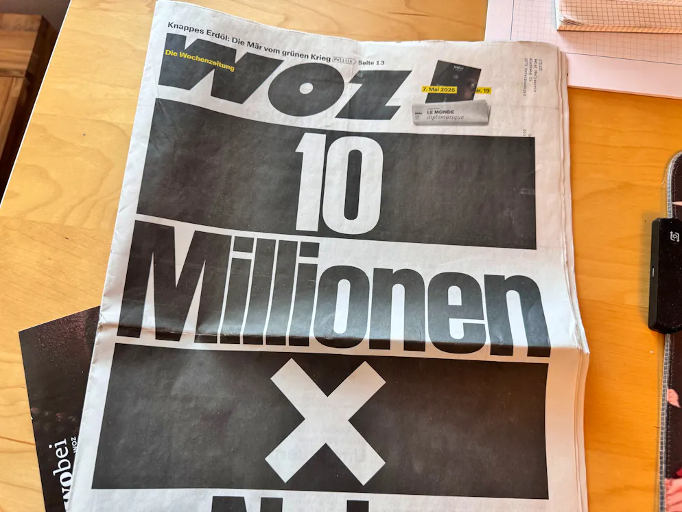 Mitte Mai warb die «Wochenzeitung» auf der Frontseite vor der Initiative.