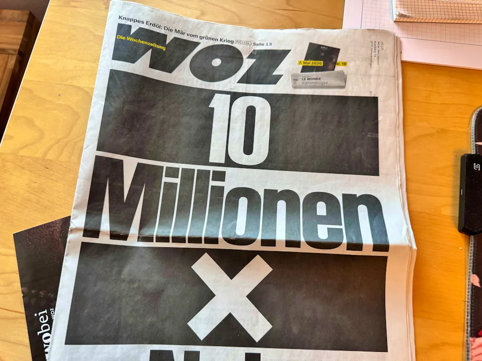 In mid-May, the "Wochenzeitung" advertised the initiative on its front page.