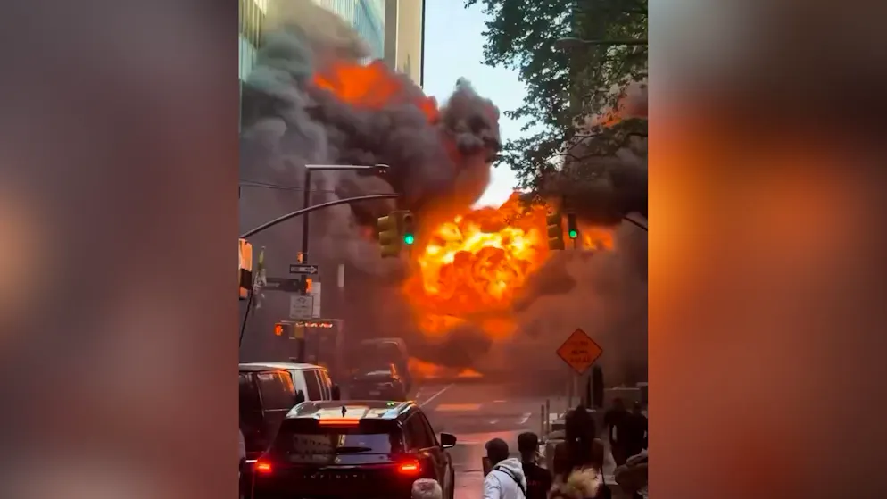 Fireball in Manhattan. Car explosion shocks eyewitnesses