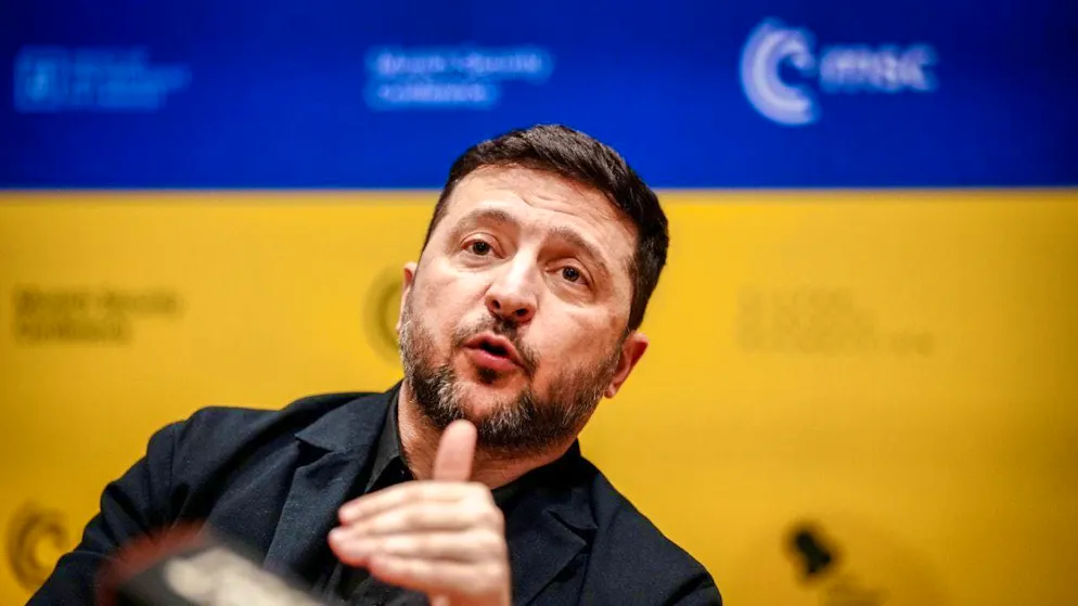 ARCHIVE - Volodymyr Zelensky, President of Ukraine, gives a press conference. Photo: Kay Nietfeld/dpa/Archive picture