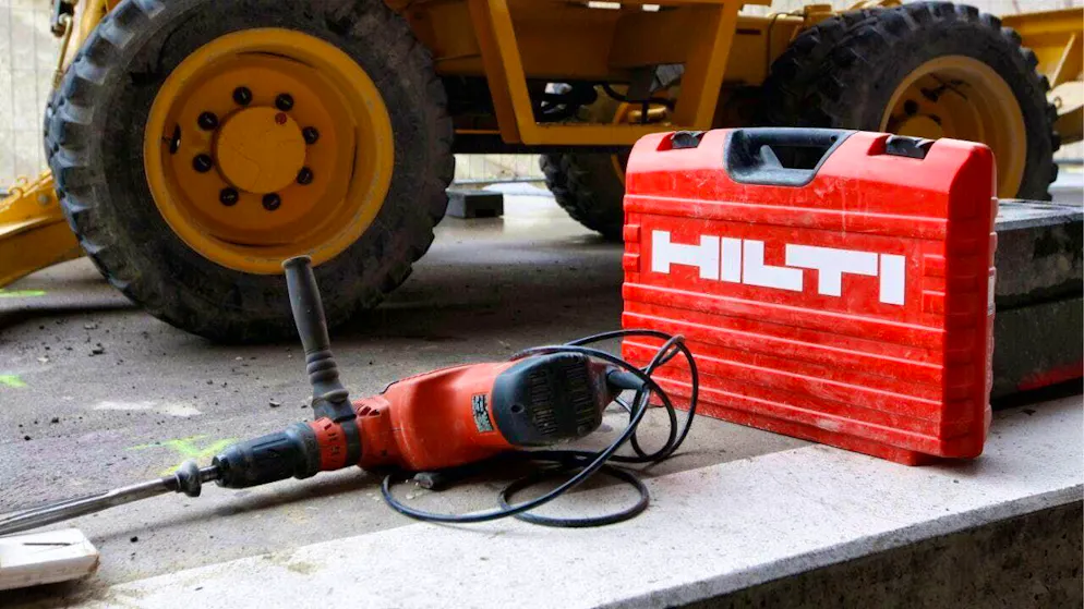 A machine case of the construction technology group Hilti on a construction site in Zurich. (archive picture)