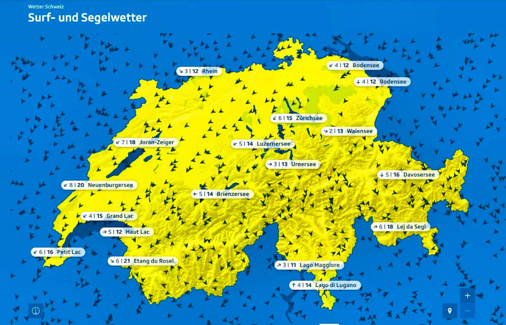 On Sunday in particular, the wind will pick up noticeably on most Swiss lakes.