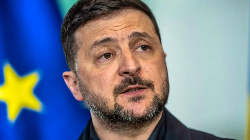 ARCHIVE - Volodymyr Zelensky, President of Ukraine, speaks at a press conference at the Federal Chancellery on the occasion of the German-Ukrainian government consultations. Photo: Michael Kappeler/dpa