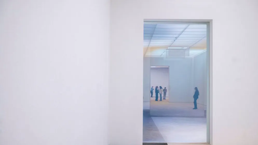 Già entrando nella prima sala dell'esposizione, che durerà fino al 13 settembre, si arriva su un morbido tappeto stampato che attraversa tutta la mostra.