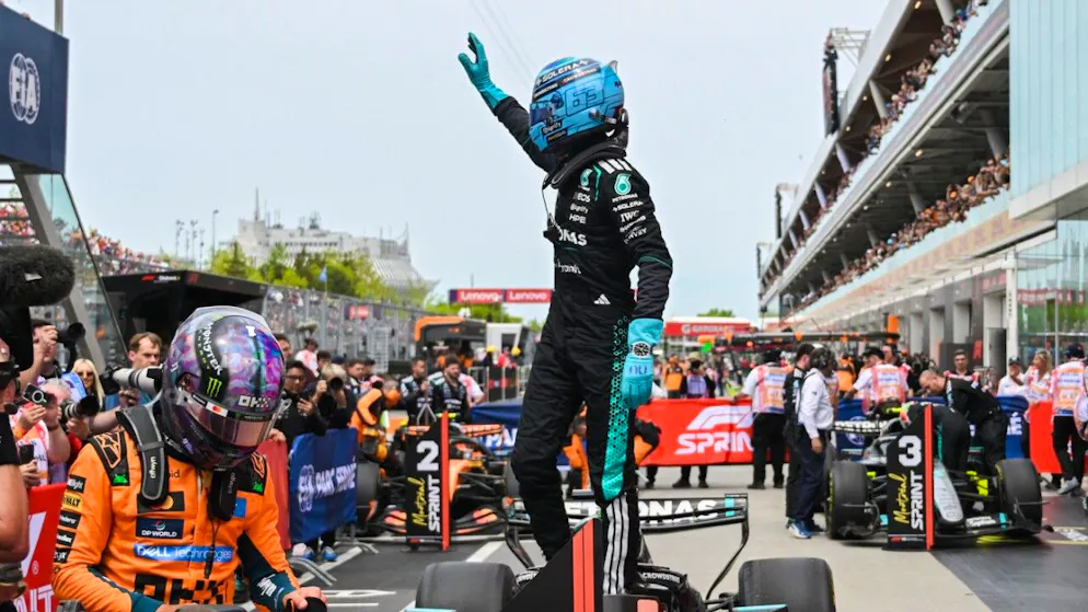 George Russell freut sich über seinen Sprint-Sieg in Montreal
