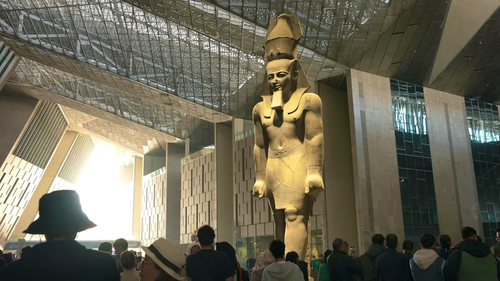 The colossal statue of Ramses II stood at the main railway station in Cairo for around half a century before being transported to the new museum site near Giza in August 2006.