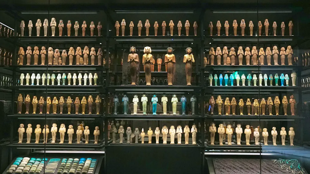 Just some of Tutankhamun's tomb figurines: a total of 413 ushabtis were found in his burial chamber. They are made up of 365 figures for each day of the year, 36 overseers per week and a further 12 monthly foremen.