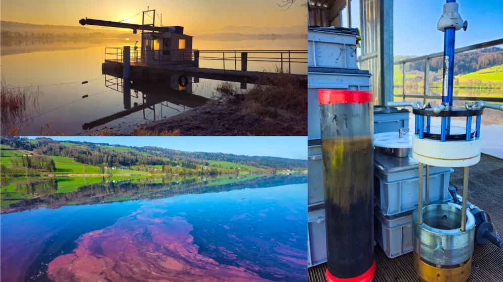 Il lago di Baldegg e le misurazioni svolte dai ricercatori.
