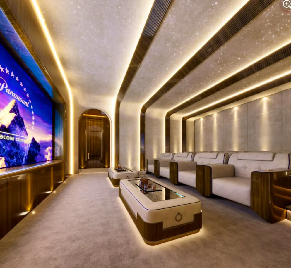 Mark Zuckerberg mega-mansion. Of course, the villa also has a home theater.