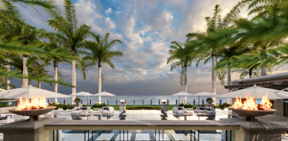 Mark Zuckerberg Mega-Villa. Vom Pool aus hat man einen Ausblick über das Meer.