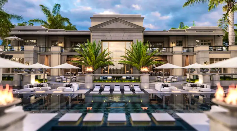 Mark Zuckerberg mega-mansion. The pictures were taken before the villa was completed. Here you can see the pool area.
