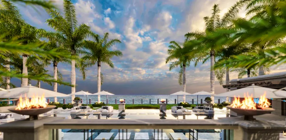 Mark Zuckerberg mega-mansion. The pool overlooks the sea.