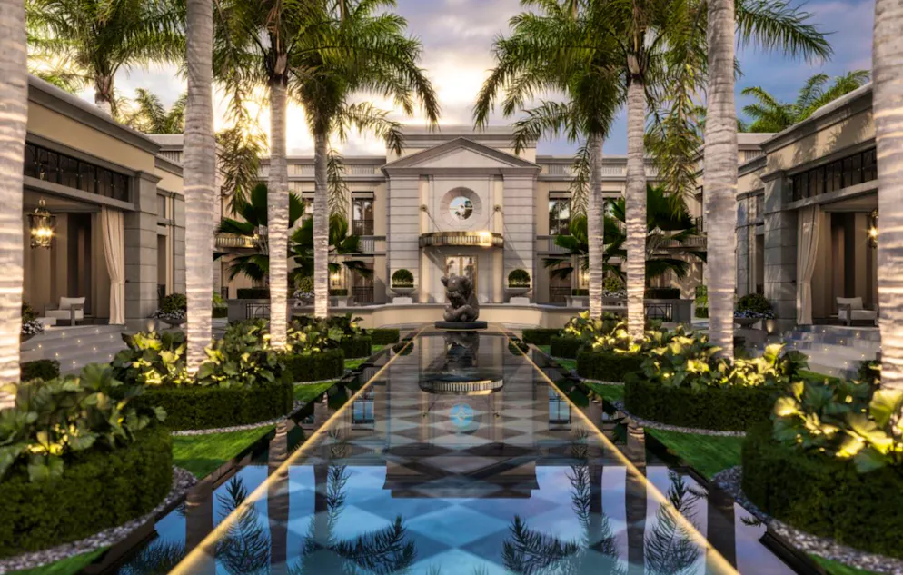 Mark Zuckerberg mega-mansion. The plans include a reflecting pool made of black and white marble.