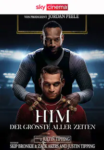 Filmplakat zu Him: Der Grösste aller Zeiten mit zwei Footballspielern in einem Stadionlicht.
