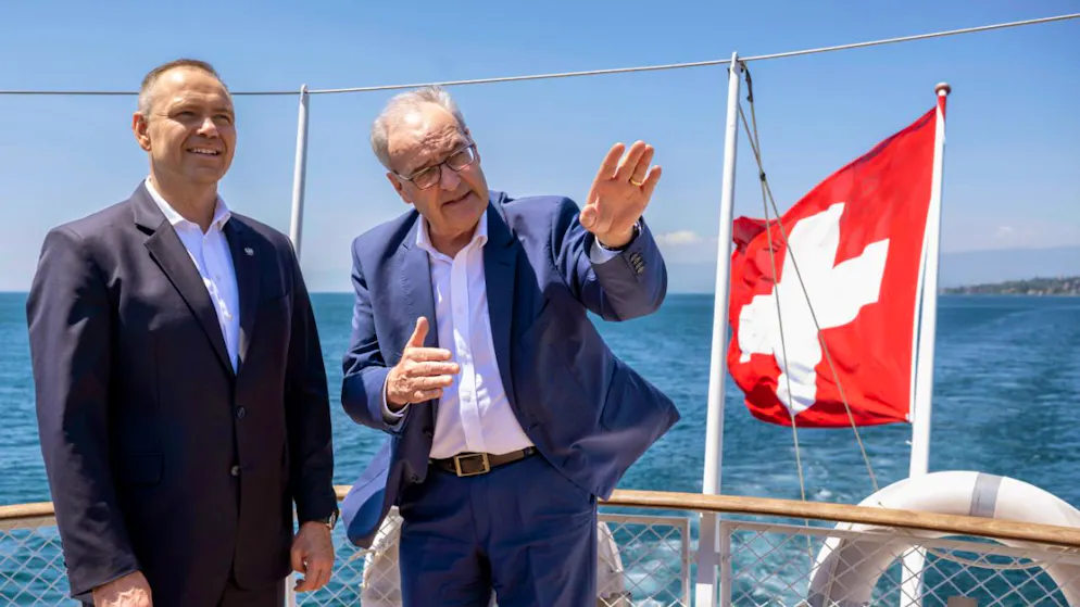 Avec Guy Parmelin. Visite d'État : le président polonais en croisière sur le Léman