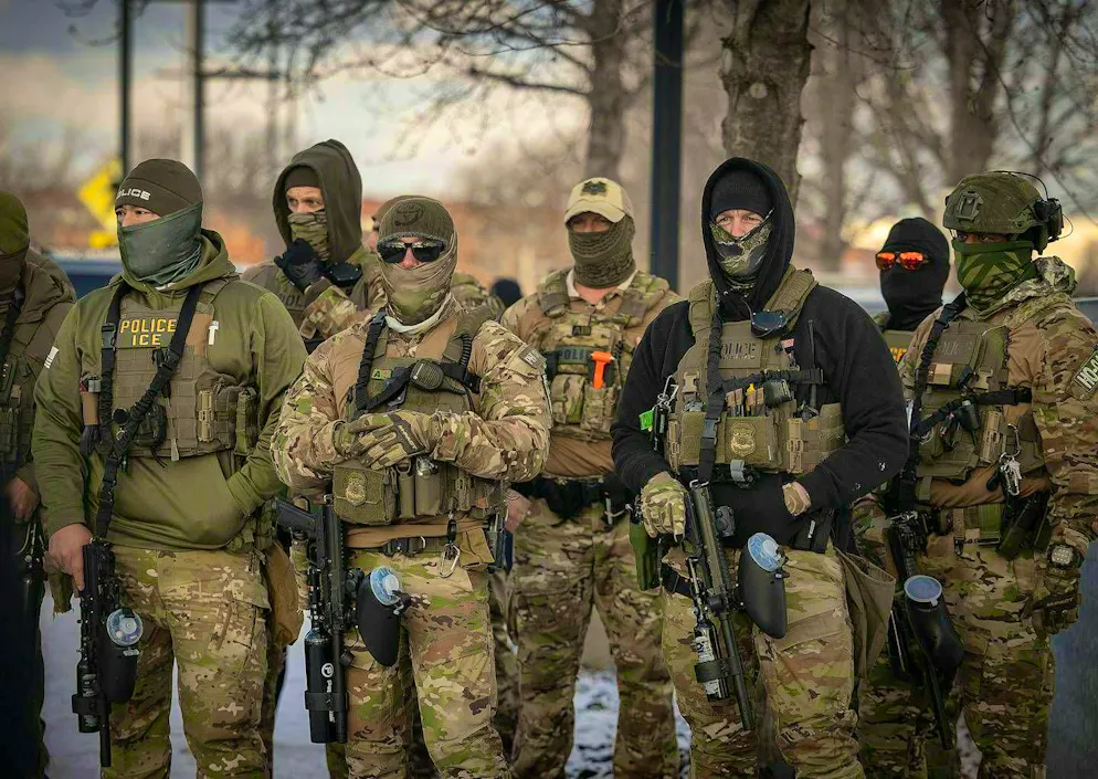 The new regulation is intended to prevent people from remaining in the USA illegally after being denied a green card and then having to be tracked down by the immigration authorities for deportation. Pictured: Members of ICE in Minnesota. (Archive)