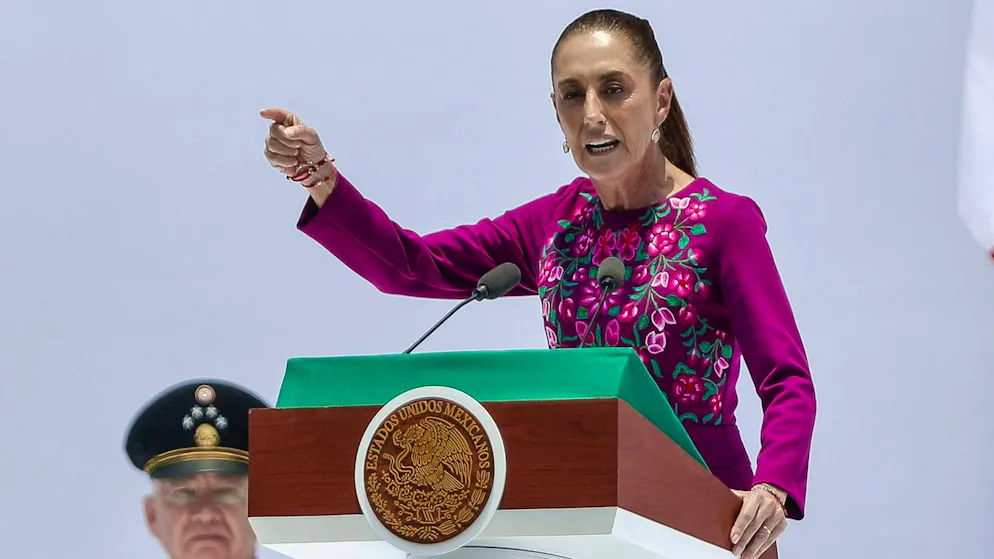 Mexico's President Claudia Sheinbaum during her speech in Mexico City on Sunday.