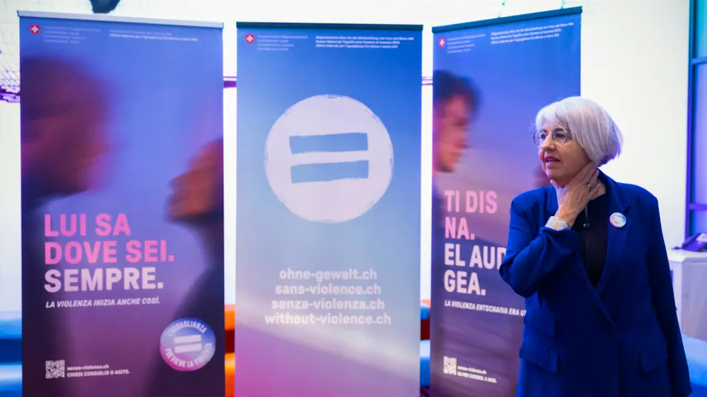 Die nationale Präventionskampagne gegen häusliche, sexualisierte und geschlechtsbezogene Gewalt wurde im November 2025 von Bundesrätin Elisabeth Baume-Schneider lanciert. (Archivbild)