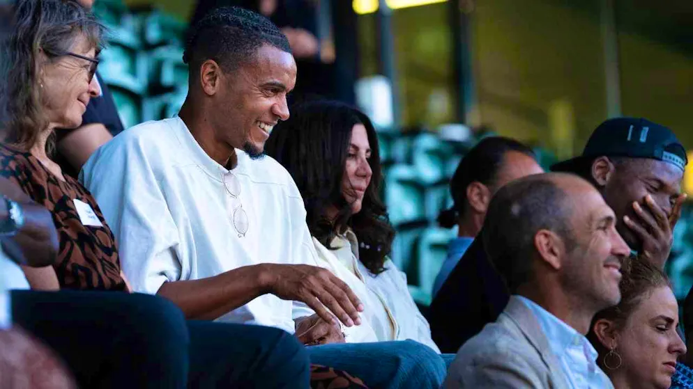 Akanji and Embolo at the premiere of the first episode of "The Belonging".