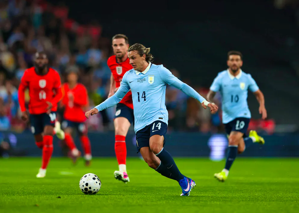 These are the jerseys of the World Cup participants. Uruguay home kit