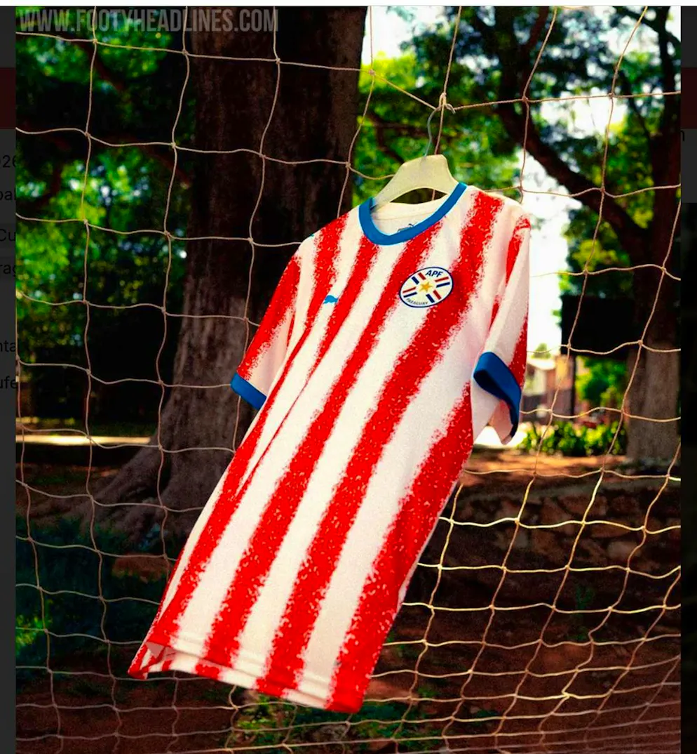 These are the jerseys of the World Cup participants. The home kit of Paraguay.