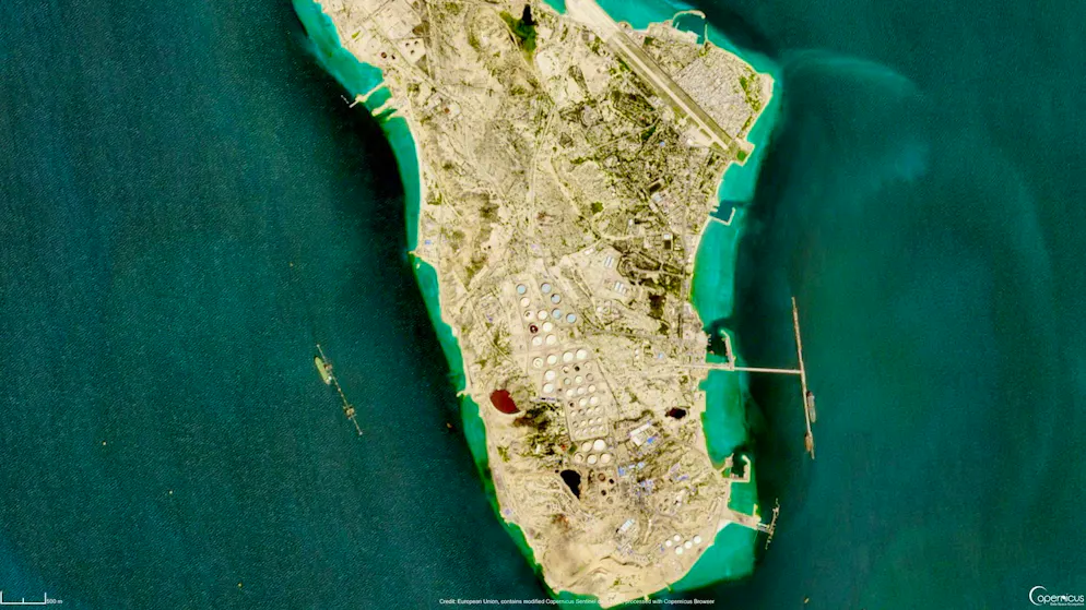 The island of Kharg is the central transshipment point for Iranian oil exports and handles around 90 percent of the country's crude oil exports.