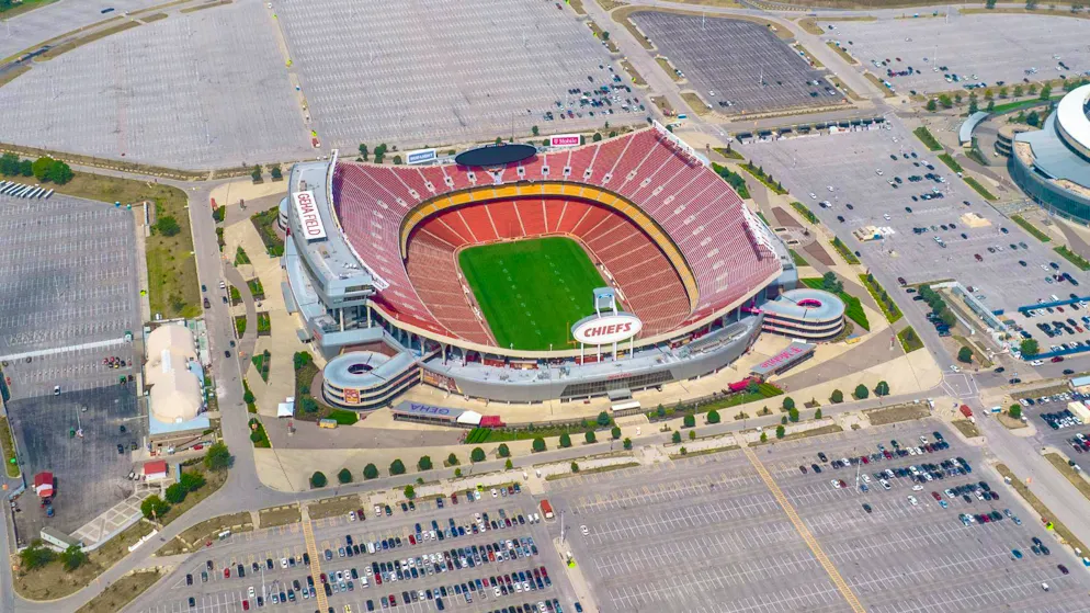 The Arrowhead Stadium in Kansas City (73,000 seats)