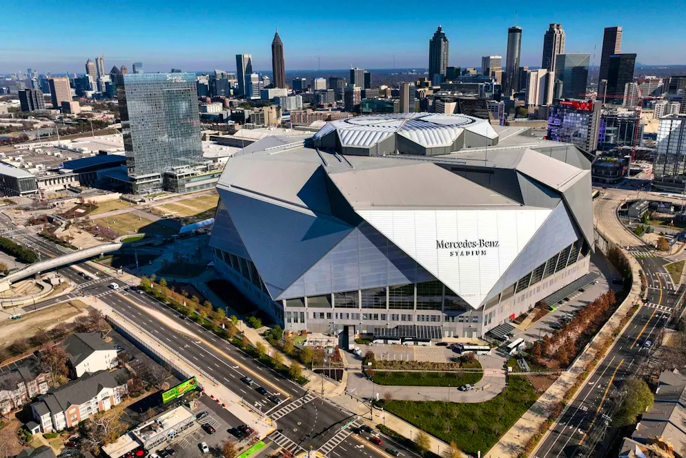 The Mercedes Benz Stadium in Atlanta (75,000 seats)