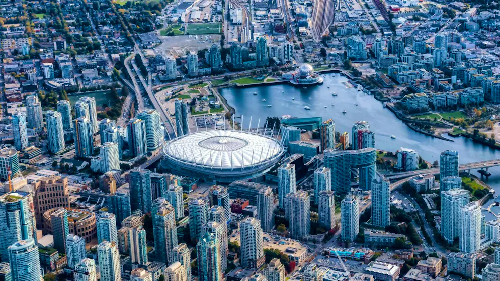 BC Place in Vancouver (54,000 seats)