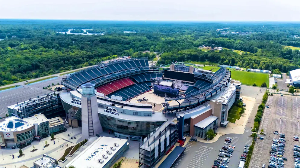 The Gillette Stadium in Foxborough (65,000 seats)