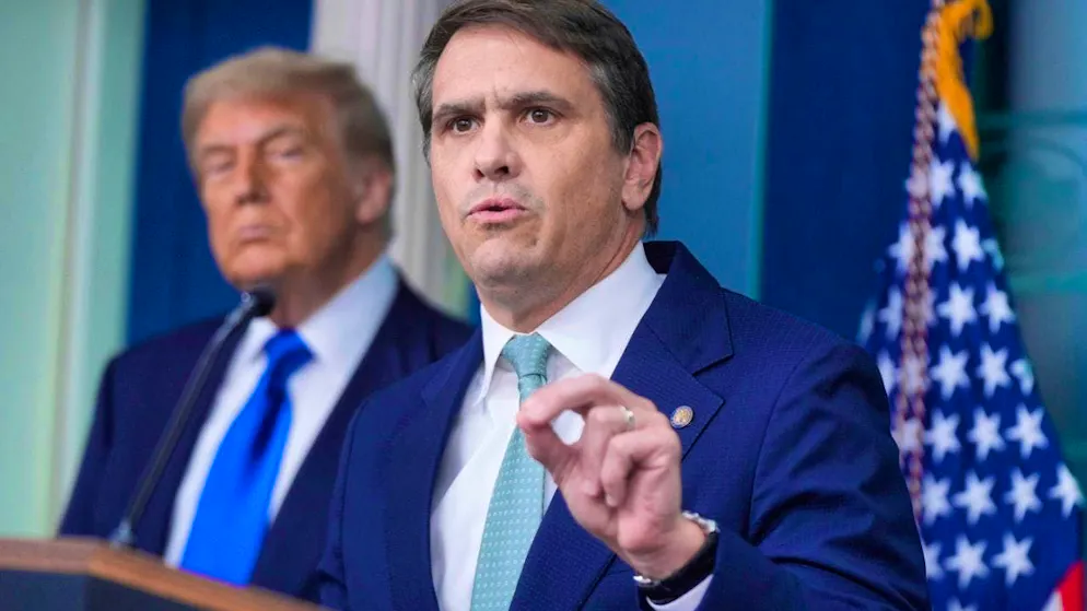 ARCHIVE - Attorney General Todd Blanche - still deputy in 2025 - speaks to the media in the White House briefing room in Washington as President Donald Trump looks on. Photo: Manuel Ceneta/AP/dpa