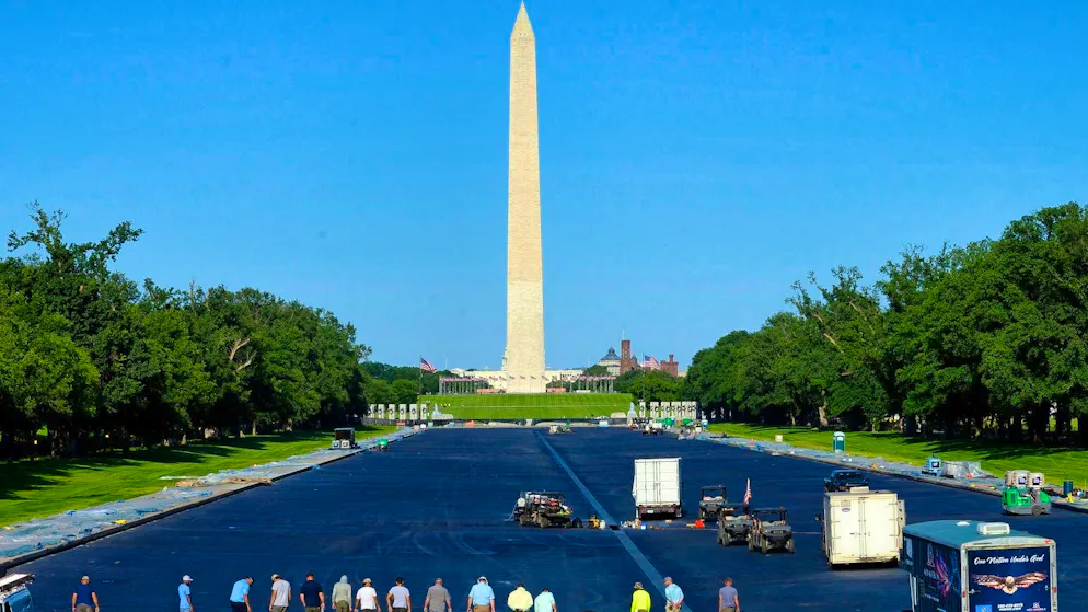 Donald Trump calls the ordinary blue that is now being used for the Reflecting Pool "American Flag Blue". The Pool in Washington is actually a public landmark whose aesthetic purpose is to reflect the light, the sky and the contours of the surrounding architecture in the water. (June 3, 2026)