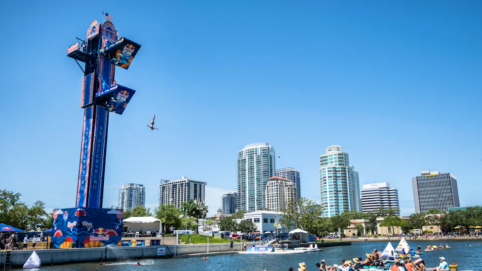 Cliff diving. The Red Bull Cliff Diving World Series in Florida for the first time