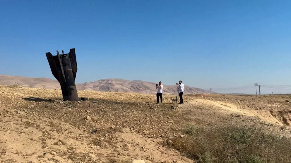 Surreal scenes near Jericho. Like something out of a disaster movie - missile stuck in the desert