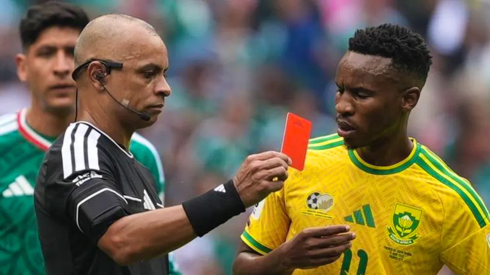 Referee in the spotlight. Three red cards in the World Cup opener between Mexico and South Africa