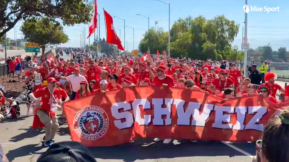 Go Switzerland!. Swiss national team fans are creating a lively atmosphere in San Francisco—and they all believe in a Swiss victory