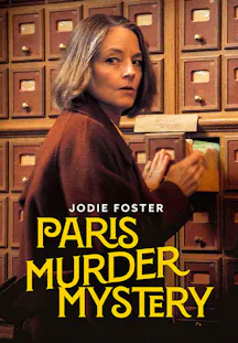 Filmposter zu «Paris Murder Mystery» mit Jodie Foster vor einem Karteikastenschrank.