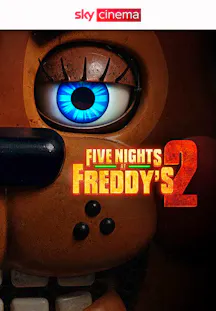 Filmposter zu «Five Nights at Freddy’s 2» mit einer unheimlichen Animatronic in Nahaufnahme.