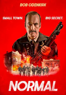 Filmposter zum Thriller «Normal» mit Bob Odenkirk und einer Schrotflinte vor rotem Hintergrund.