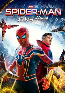 Filmplakat zu Spider-Man No Way Home mit Spider-Man und Doctor Strange umgeben von Doc Ocks Roboterarmen.