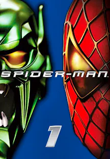 Filmplakat zu Spider-Man mit Green Goblin auf der linken und Spider-Man auf der rechten Seite vor blauem Hintergrund.