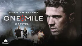 Gesicht von Ryan Phillippe rechts, links zwei Personen im Wald vor brennendem Haus.