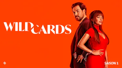 Visuel de «Wild Cards» avec un homme et une femme posant dos à dos sur un fond orange.